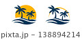 sunrise luxury waterfront island house palm wave logo design tropical resort branding 138894214