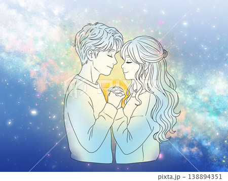 スピリチュアルなツインレイやカップルをイメージしたイラスト 138894351