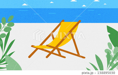 summer banner. beach lounge chair on the beach, grainy texture, illustration summer banner. beach lounge chair on the beach, grainy texture, illustration 138895030