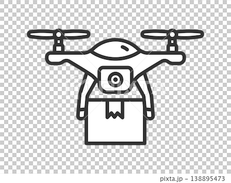 配送用ドローンのアイコン（線画）のイラスト 138895473