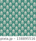Striped Botanical Jade Floral Motif 138895516