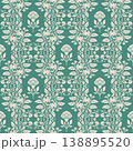 Vertical Floral Vine Damask Pattern 138895520