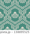 Classic Jade Green Floral Damask 138895525