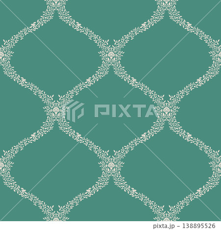 Large Geometric Teal Floral Trellis Large Geometric Teal Floral Trellis 138895526