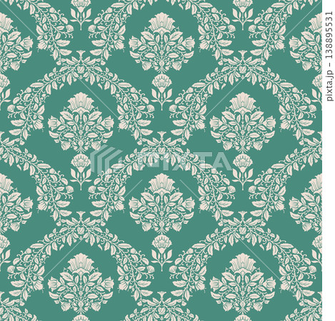 Scalloped Botanical Jade Green Ogee 138895531