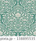 Intricate Teal Botanical Motif Design 138895535