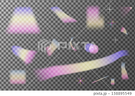 Rainbow Refraction Blurred overlay effect. light prism flare, overlay and refraction on transparent background. Vector Abstract illustration Rainbow Refraction Blurred overlay effect. light prism flare, overlay and refraction on transparent background. Vector Abstract illustration 138895549