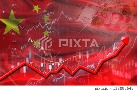 Chinese economic growth on financial graph. Financial growth of China on market graph Chinese economic growth on financial graph. Financial growth of China on market graph 138895649
