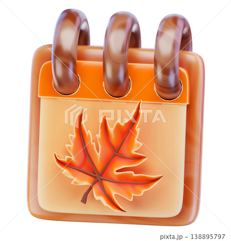 Autumn calendar 3d render icon Autumn calendar 3d render icon 138895797