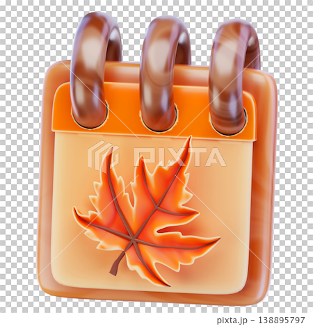 Autumn calendar 3d render icon Autumn calendar 3d render icon 138895797