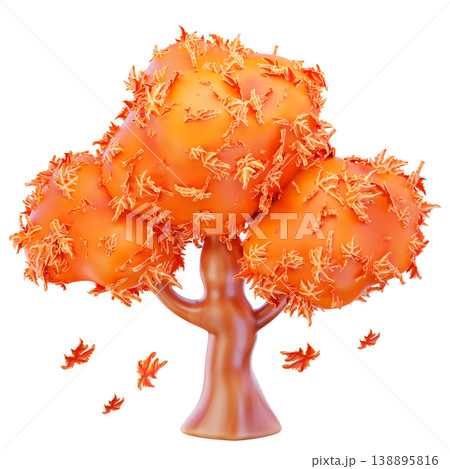 autumn tree 3d render icon 138895816