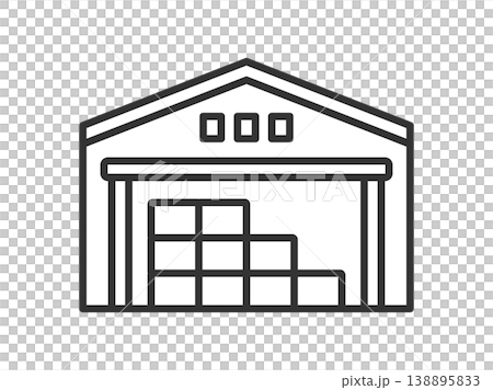 物流倉庫のアイコン(線画)のイラスト 物流倉庫のアイコン(線画)のイラスト 138895833