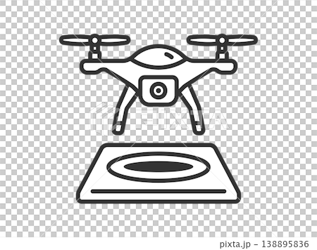 ドローンポートのアイコン(線画)のイラスト ドローンポートのアイコン(線画)のイラスト 138895836
