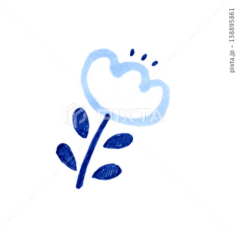 北欧風の小さなかわいい青色の花 手描きイラスト素材 北欧風の小さなかわいい青色の花 手描きイラスト素材 138895861