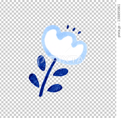 北欧風の小さなかわいい青色の花 手描きイラスト素材 北欧風の小さなかわいい青色の花 手描きイラスト素材 138895861