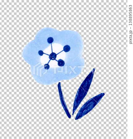 Cute Scandinavian-style blue flowers - hand-drawn illustration material Cute Scandinavian-style blue flowers - hand-drawn illustration material 138895863