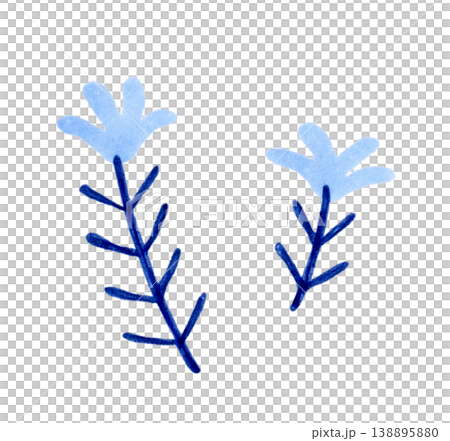 北欧風の小さなかわいい青色の花　手描きイラスト素材 138895880
