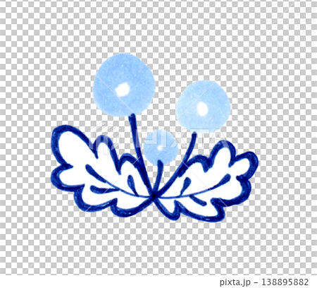 北欧風の小さなかわいい青色の花　手描きイラスト素材 138895882