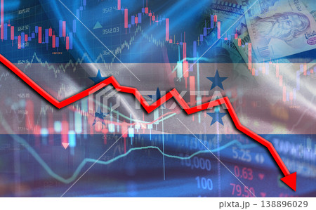 Honduras financial fall on economy market. Honduran financial crisis on economic graph 138896029