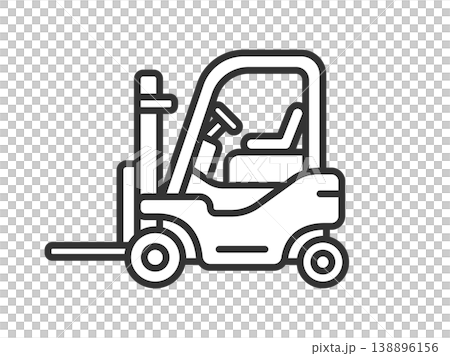フォークリフトのアイコン（線画）のイラスト 138896156