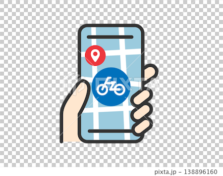Illustration of an icon (line drawing, color) for checking the delivery status by bicycle. Illustration of an icon (line drawing, color) for checking the delivery status by bicycle. 138896160