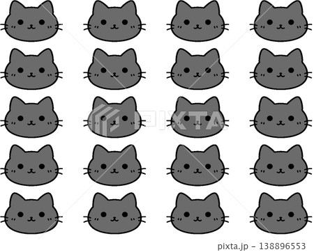 かわいい猫の顔のイラストセット 138896553
