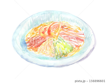 冷やし中華の水彩イラスト 138896601