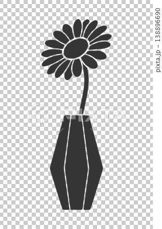 Silhouette icon of a vase and gerbera Silhouette icon of a vase and gerbera 138896690