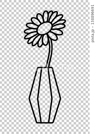 花瓶和非洲菊線條圖標 花瓶和非洲菊線條圖標 138896691