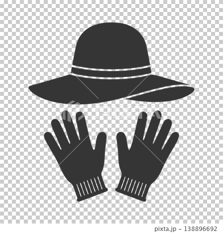 草帽和工作手套的剪影圖標 138896692