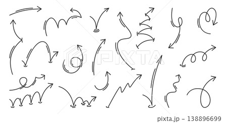 Playful bounce arrows set isolated on white Playful bounce arrows set isolated on white 138896699
