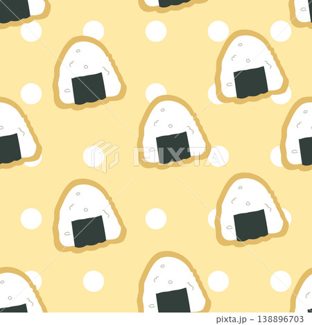 cute rice ball onigiri pattern japanese cuisine seamless background minimal cartoon food illustration for textile packaging and decor 138896703