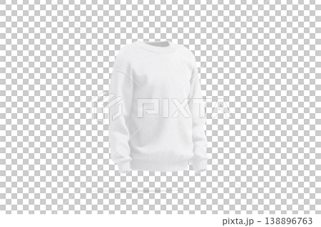 Blank white knitted sweater mock up png, transparent background, 3d rendering. Empty textile or knitting jumper winter mockup cut out. Clear nordic woolen or fleece clothing for warm wear template. Blank white knitted sweater mock up png, transparent background, 3d rendering. Empty textile or knitting jumper winter mockup cut out. Clear nordic woolen or fleece clothing for warm wear template. 138896763