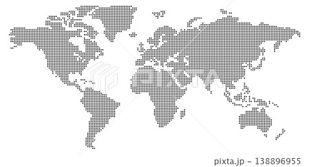 Worldwide map with dots in flat style. Dotted world map vector illustration on isolated background. Continent cartography sign business concept. 138896955