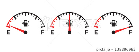 Fuel tank meter icon in flat style. Petrol gauge dashboard vector illustration on isolated background. Energy indicator sign business concept. Fuel tank meter icon in flat style. Petrol gauge dashboard vector illustration on isolated background. Energy indicator sign business concept. 138896963