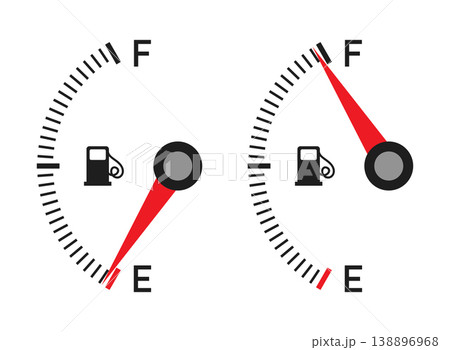 Fuel tank meter icon in flat style. Petrol gauge dashboard vector illustration on isolated background. Energy indicator sign business concept. Fuel tank meter icon in flat style. Petrol gauge dashboard vector illustration on isolated background. Energy indicator sign business concept. 138896968
