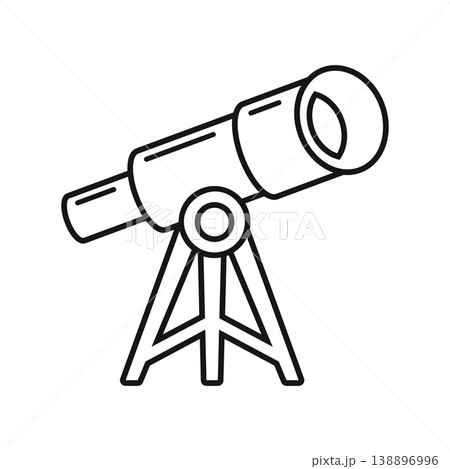 Telescope icon in outline stroke flat style. Spyglass vector illustration on isolated background. Space learning linear sign business concept. 138896996