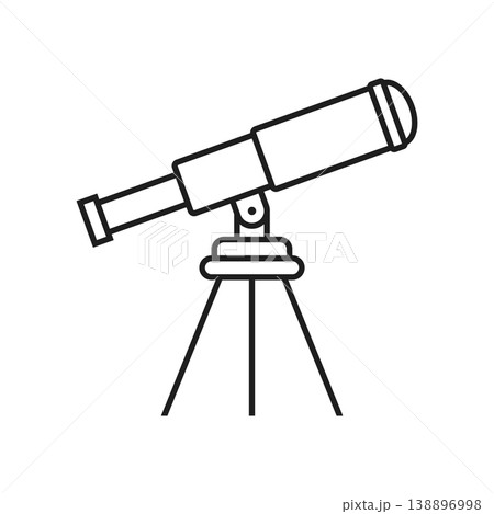 Telescope icon in outline stroke flat style. Spyglass vector illustration on isolated background. Space learning linear sign business concept. Telescope icon in outline stroke flat style. Spyglass vector illustration on isolated background. Space learning linear sign business concept. 138896998
