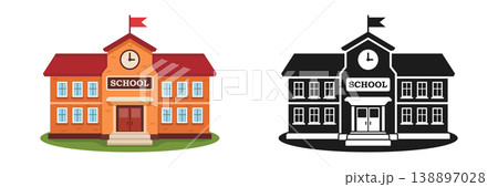 School building icon in flat style. Education house vector illustration on isolated background. College and institute sign business concept. 138897028
