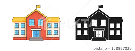 School building icon in flat style. Education house vector illustration on isolated background. College and institute sign business concept. 138897029