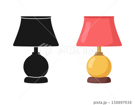 Desk lamp icon in flat style. Bulb silhouette vector illustration on isolated background. Light bulb sign business concept. Desk lamp icon in flat style. Bulb silhouette vector illustration on isolated background. Light bulb sign business concept. 138897038