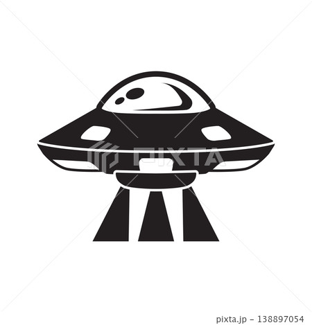 UFO spaceship icon in flat style. Spacecraft silhouette vector illustration on isolated background. Futuristic transport sign business concept. 138897054