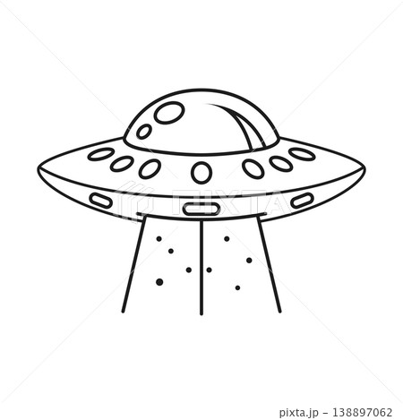 UFO spaceship icon in flat style. Spacecraft linear stroke vector illustration on isolated background. Futuristic transport outline sign business concept. UFO spaceship icon in flat style. Spacecraft linear stroke vector illustration on isolated background. Futuristic transport outline sign business concept. 138897062