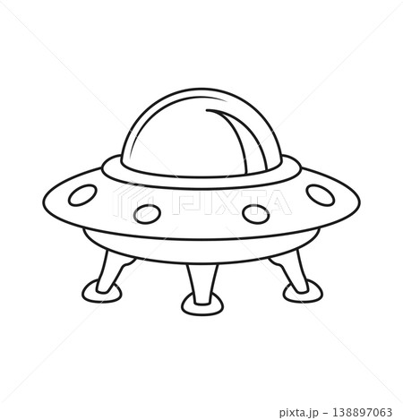 UFO spaceship icon in flat style. Spacecraft linear stroke vector illustration on isolated background. Futuristic transport outline sign business concept. 138897063
