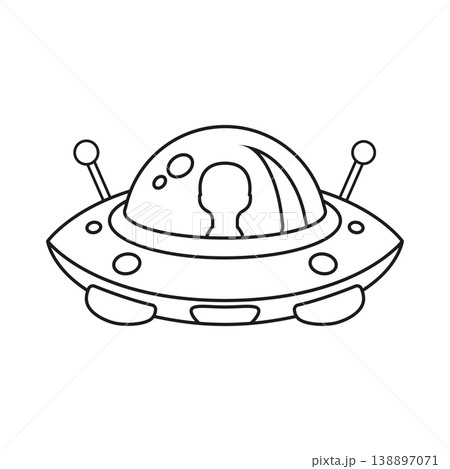 UFO spaceship icon in flat style. Spacecraft linear stroke vector illustration on isolated background. Futuristic transport outline sign business concept. 138897071