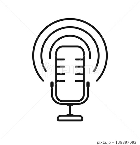Microphone icon in outline stroke flat style. Mic for podcast vector illustration on isolated background. Music equipment linear sign business concept. Microphone icon in outline stroke flat style. Mic for podcast vector illustration on isolated background. Music equipment linear sign business concept. 138897092