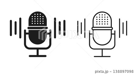 Microphone icon in flat style. Mic for podcast vector illustration on isolated background. Music equipment sign business concept. Microphone icon in flat style. Mic for podcast vector illustration on isolated background. Music equipment sign business concept. 138897098
