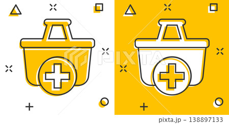 Add to cart icon in comic style. Shopping vector cartoon illustration on white isolated background. Basket with plus sign splash effect business concept. Add to cart icon in comic style. Shopping vector cartoon illustration on white isolated background. Basket with plus sign splash effect business concept. 138897133