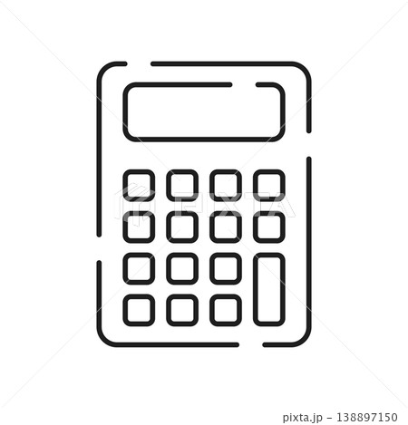 Calculator outline stroke icon in flat style. School educational supplies vector illustration on isolated background. Financial stationery sign business concept. Calculator outline stroke icon in flat style. School educational supplies vector illustration on isolated background. Financial stationery sign business concept. 138897150