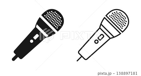 Microphone icon in flat style. Mic for podcast vector illustration on isolated background. Music equipment sign business concept. 138897181